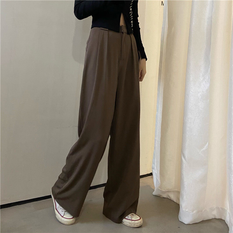 Nomikuma Causal Solid Women Suit Pants Korean High Waist Elegant Long Trousers Autumn Work Wear Straight Pants New 6C640 210427