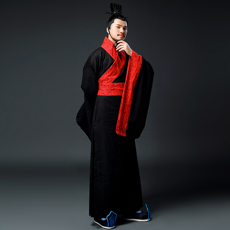 Traditional ethnic clothing hanfu male robe Chinese ancient costumes TV Film performance stage wear Minister's apparel during the Three Kingdoms 