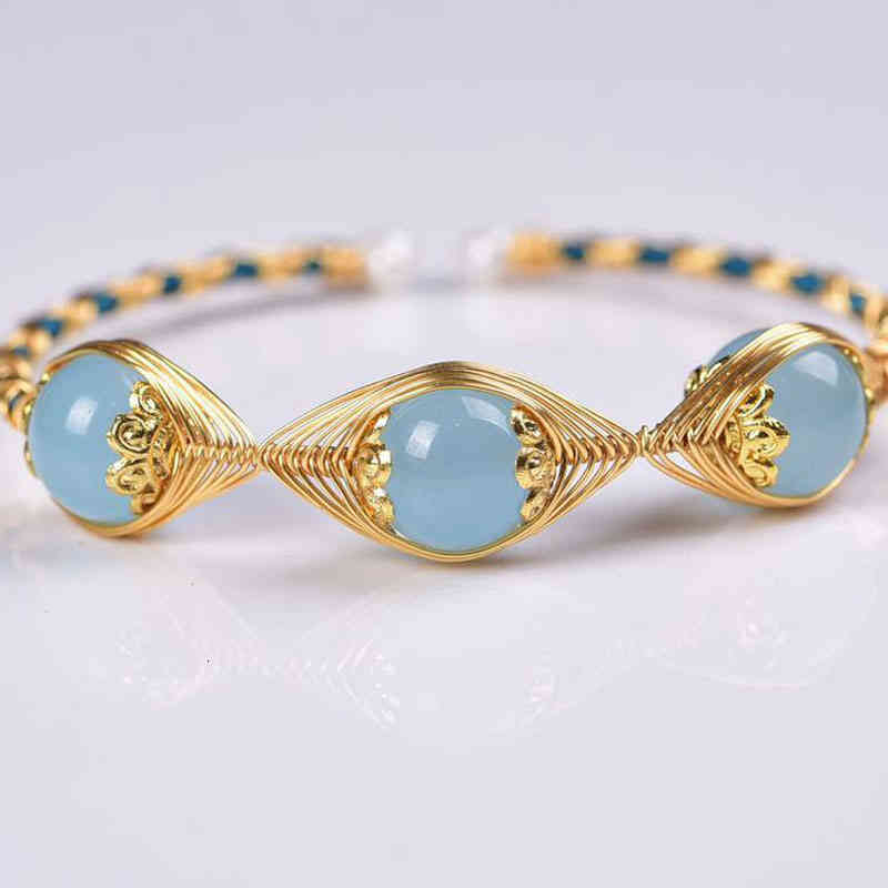 201original Design Aquamarine Beaded Bracelet for Women Bracelets Bangles Charms Elegant Gifts Wrist Jewelry