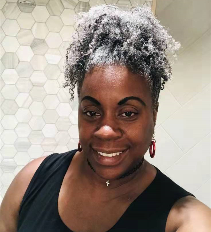 salt and pepper silver gray Short puff ponytail updo grey afro kinky curly clip in drawstring hair extension hairpiece for black women 1pcs 100g 120g 