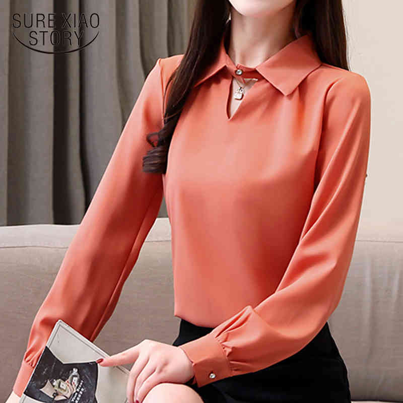 Fashion women shirts chiffon blouse shirt clothes office work wear white long sleeve s tops and 2329 50 210427