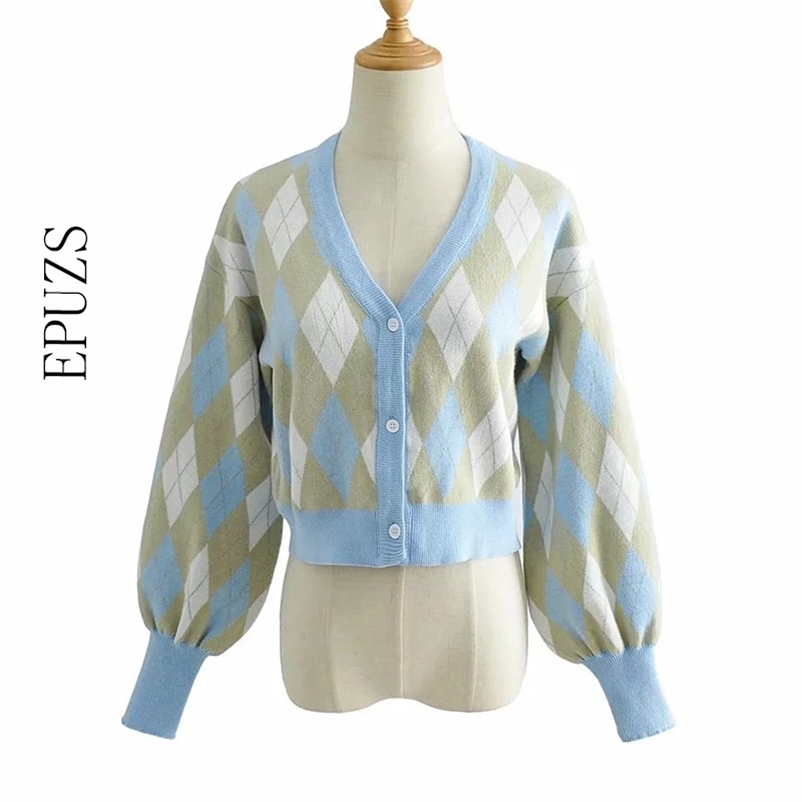 Cardigan Sweater Vintage V-Neck Argyle Long Sleeve Knitted Fashion Slim Sweet Cute Elegant Warm Chic Top Autumn Winter 210521, Blue
Cardigan Sweater Vintage V-Neck Argyle Long Sleeve Knitted Fashion Slim Sweet Cute Elegant Warm Chic Top Autumn Winter 210521, Blue