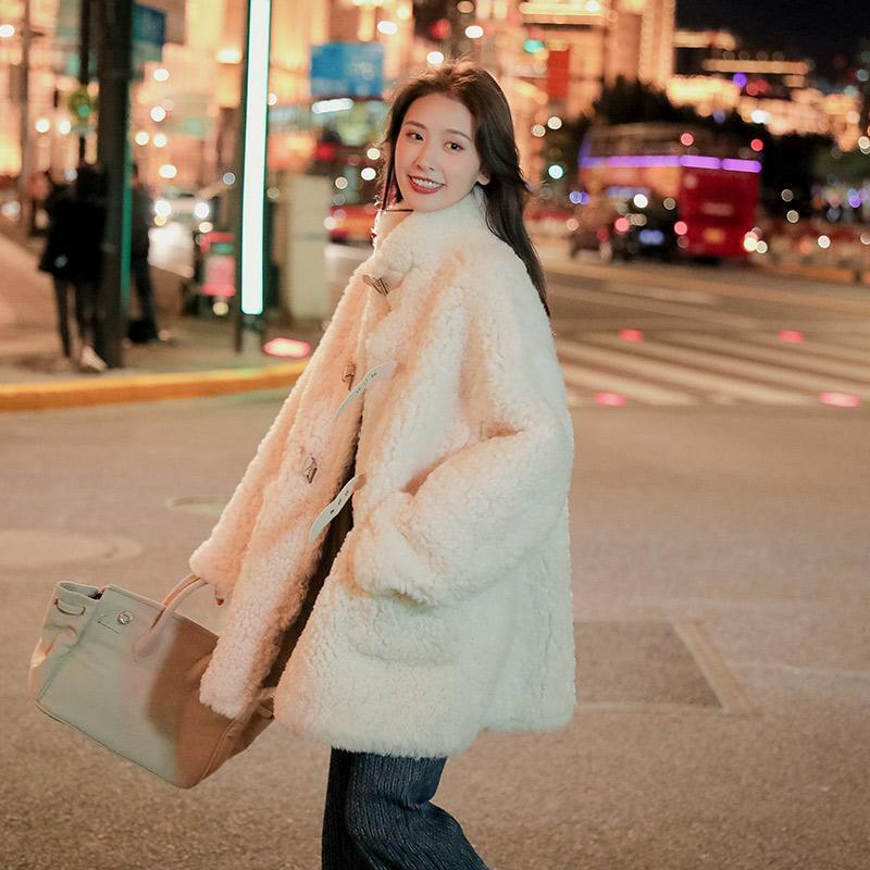 Wonder Casual Thick Warm Fur Shearling Outwear Long Faux Lamb Jacket Loose Winter Coat Women Black 210510