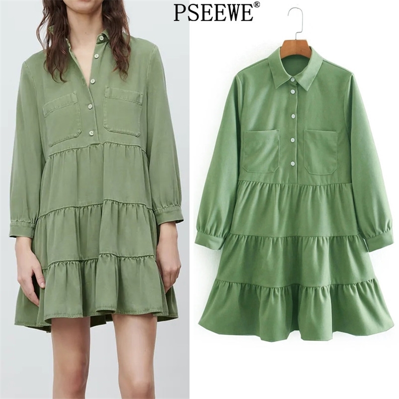Green Ruffle Mini Dress Women Spring Fashion Pockets Collared Long Sleeve Woman Casual Short es 210519
Green Ruffle Mini Dress Women Spring Fashion Pockets Collared Long Sleeve Woman Casual Short es 210519