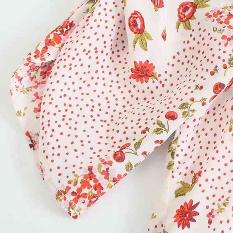 Summer Women Patchwork Print Side Slit Midi Dress Female Square Collar Puff Sleeve Clothes Casual Lady Slim Vestido D7728 210430Z