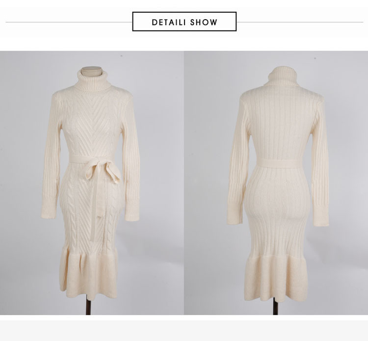 Dress Women Winter Sweater Knit Turtleneck Warm Long Sleeve Knee Length Bodycon Fashion Elegant Autumn Casual es 210506