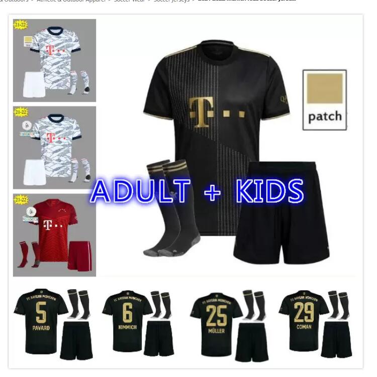 2021 2022 Munich Kids Soccer Jerseys sets Coman Goretzka Kimmich GNABRY MULLER DAVIES LEWANDOWSKI SANE Bayern football shirt+shorts with soc, Black;yellow
2021 2022 Munich Kids Soccer Jerseys sets Coman Goretzka Kimmich GNABRY MULLER DAVIES LEWANDOWSKI SANE Bayern football shirt+shorts with soc, Black;yellow