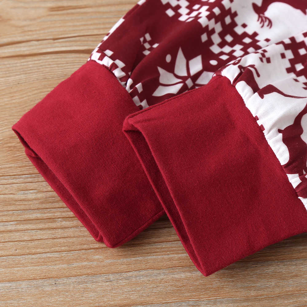 Arrivals Winter Boys Sets Long Sleeve Rompers Red Patchwork Trousers Cute Hat Christmas style 3Pcs Clothes 210629