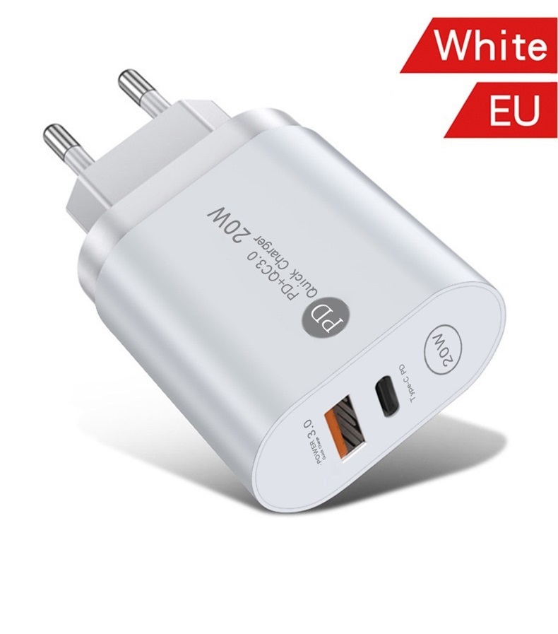 Fast Quick Charge EU US UK 20W 12W PD Type C USB C Wall Charger Smart Power adapters For IPad Iphone 11 12 13 14 15 Samsung Huawei Android phone With 