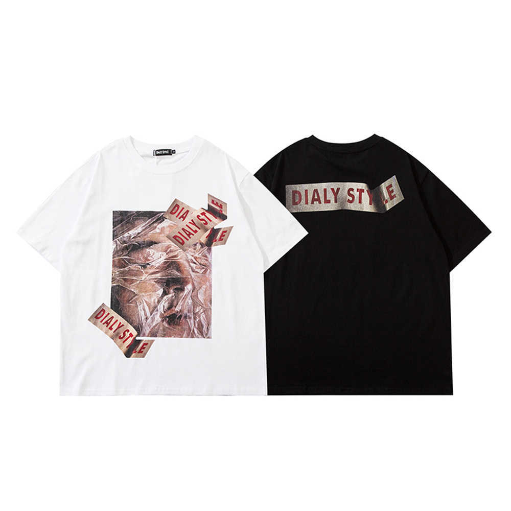 Tee Shirts Harajuku Plastic Bag Asphyxiation Printed Short Sleeve Tshirts Streetwear Fashion Short Sleeve Cotton T-Shirt Tops 210601