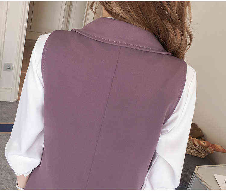 Spring Elegant Purple Women's Vest Office Lady Korean Long Sleeveless Jacket Fashion Slim Black Female Coat Veste Femme 211120