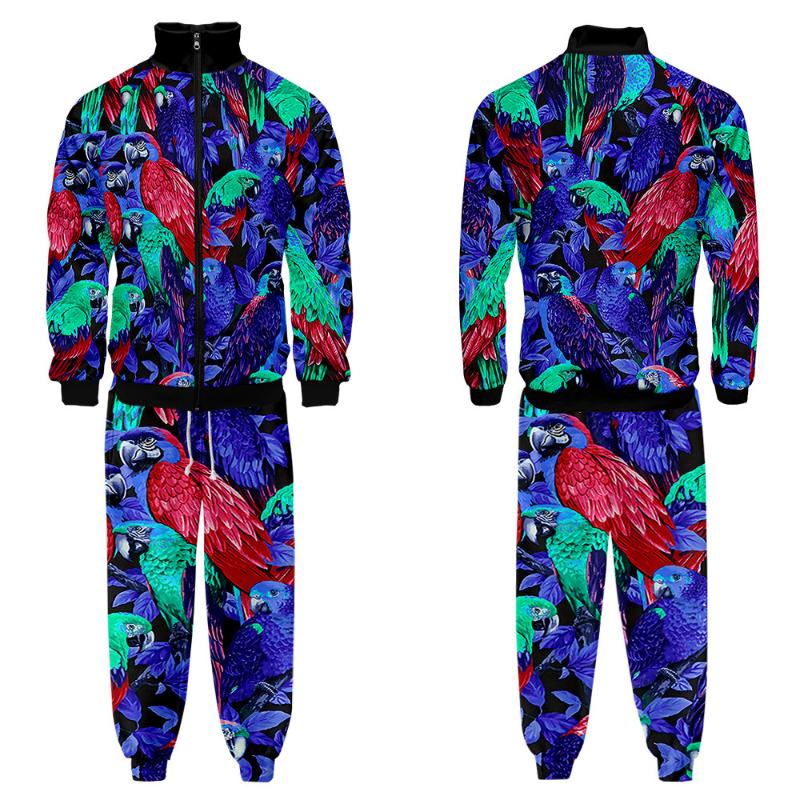 Men's Tracksuits Parrot Printed Couple Women Men Fashion Sporting Suit Stand-Up Collar Zipper Sweatshirt +Sweatpants 2Pcs Tracksuit, Gray
Men's Tracksuits Parrot Printed Couple Women Men Fashion Sporting Suit Stand-Up Collar Zipper Sweatshirt +Sweatpants 2Pcs Tracksuit, Gray