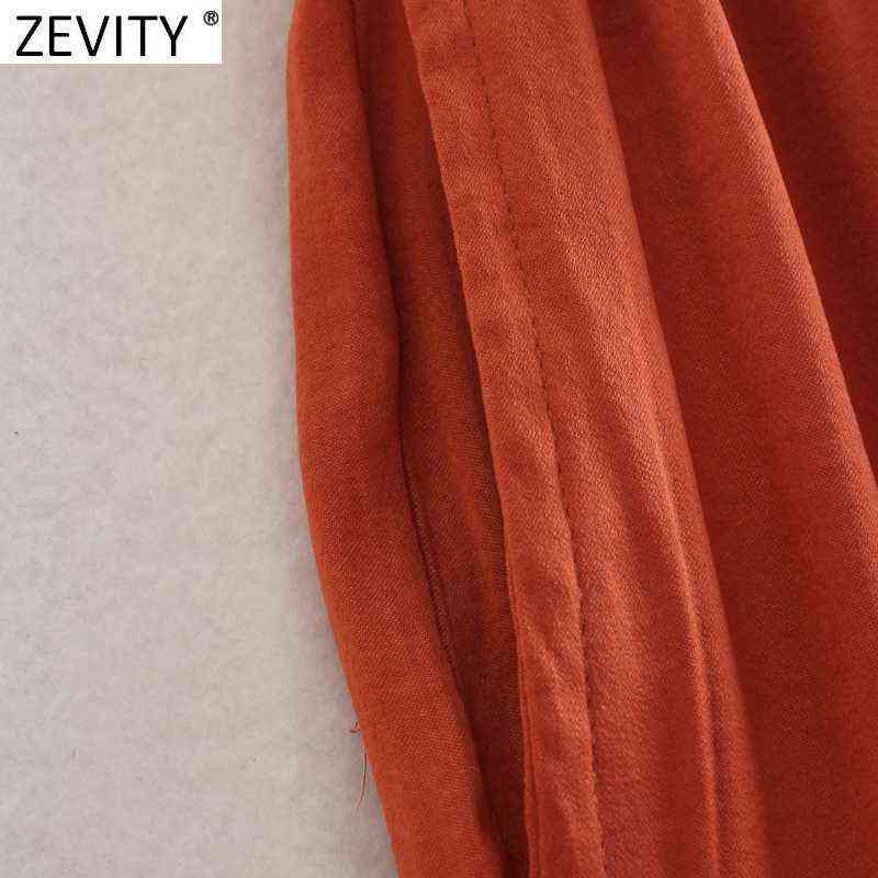 Zevity Women Fashion Solid Color Pleats Wide Leg Pants Female Chic Elastic Waist Side Pockets Casual Summer Long Trousers P1142 211115