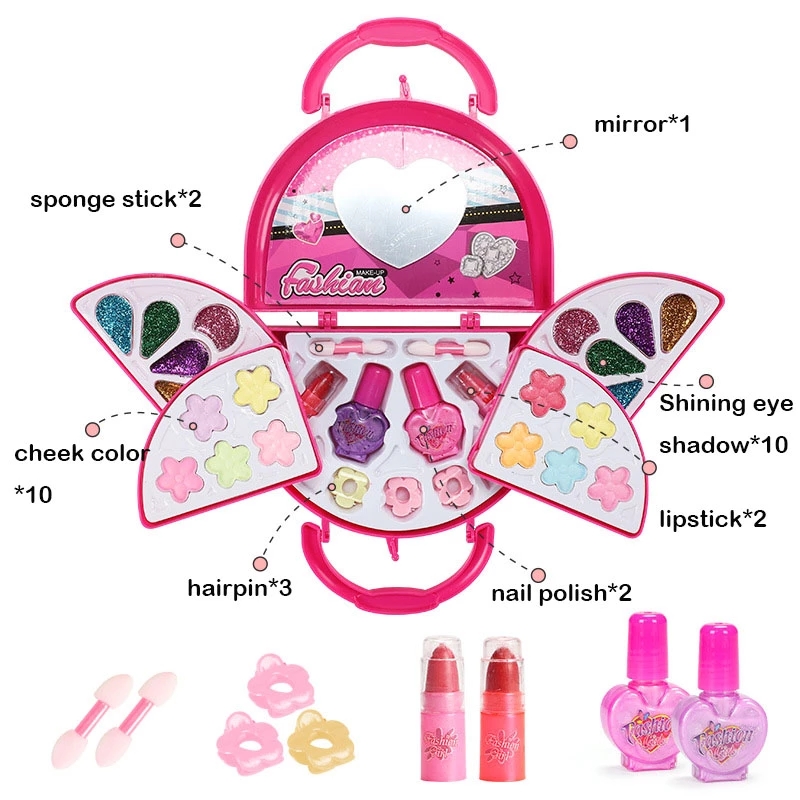 children cosmetics set girl toy princess makeup family pumpkin car handbag gift