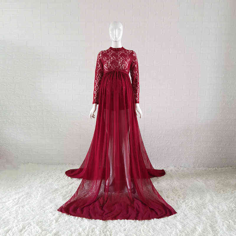 Stretchy Lace Bodysuit Maternity Dress For Photo Shooting Pregnancy Photography Props Bodysuits Sides Slit Dress AA220309