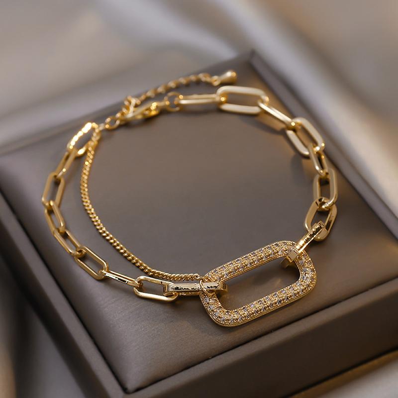 Link, Chain Trendy Double-layer CZ Crystal Bracelet For Woman Female Pendant Charm Hip Hop Jewelry Pulseras Mujer Pulsera
Link, Chain Trendy Double-layer CZ Crystal Bracelet For Woman Female Pendant Charm Hip Hop Jewelry Pulseras Mujer Pulsera