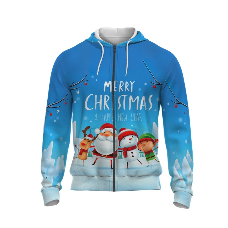 Hoodie new fashion 3D digital printing hooded zipper sweater