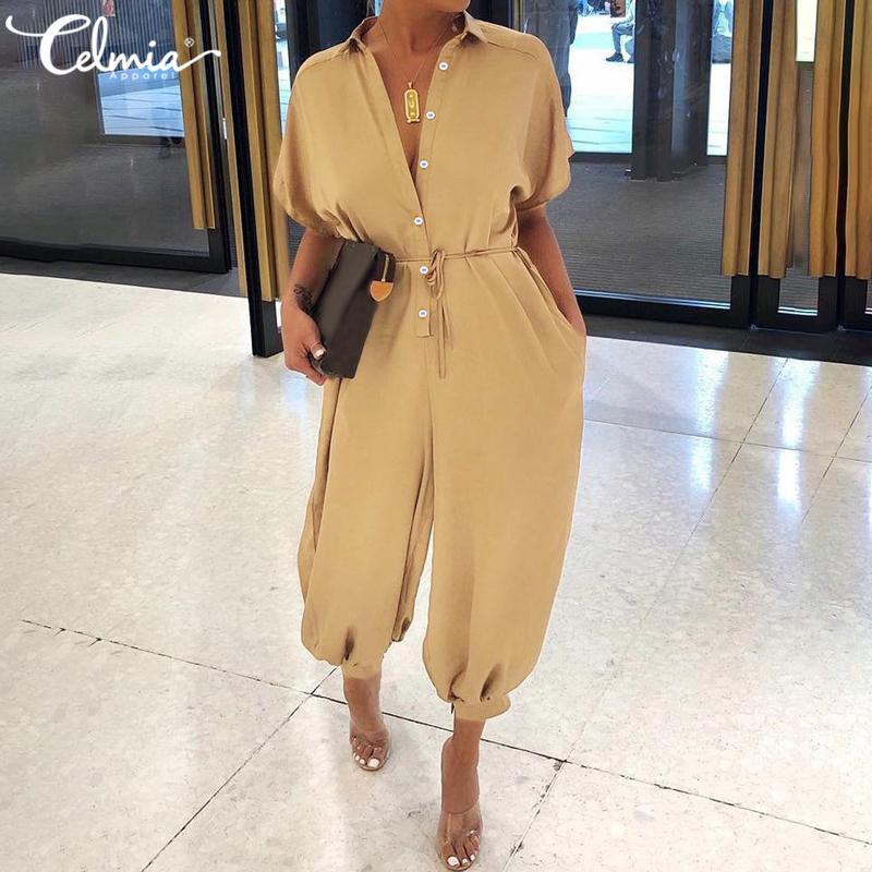 Celmia Vintage Women Long Jumpsuits Sexy Summer Short Sleeve Long Rompers Casual Loose Buttons Cargo Pants Plus Size Overalls, Point dot white
Celmia Vintage Women Long Jumpsuits Sexy Summer Short Sleeve Long Rompers Casual Loose Buttons Cargo Pants Plus Size Overalls, Point dot white