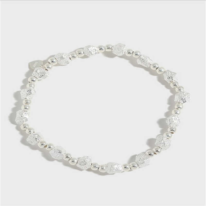 100% 925 Sterling Silver Geometric Square Round Beads Charm Bracelet For Women Fine Jewelry Female Elastic Bracelets