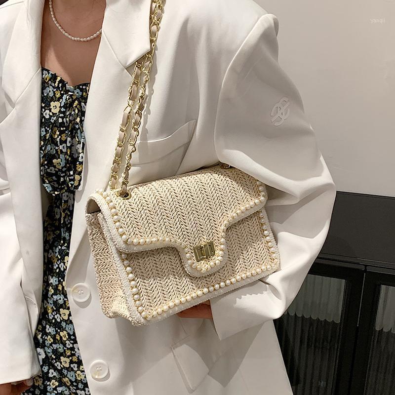 Evening Bags Pearl Chain Small Square Bag Lady Western Style Straw Women's Designer Handbag Shoulder Messenger Purses, Beige
Evening Bags Pearl Chain Small Square Bag Lady Western Style Straw Women's Designer Handbag Shoulder Messenger Purses, Beige