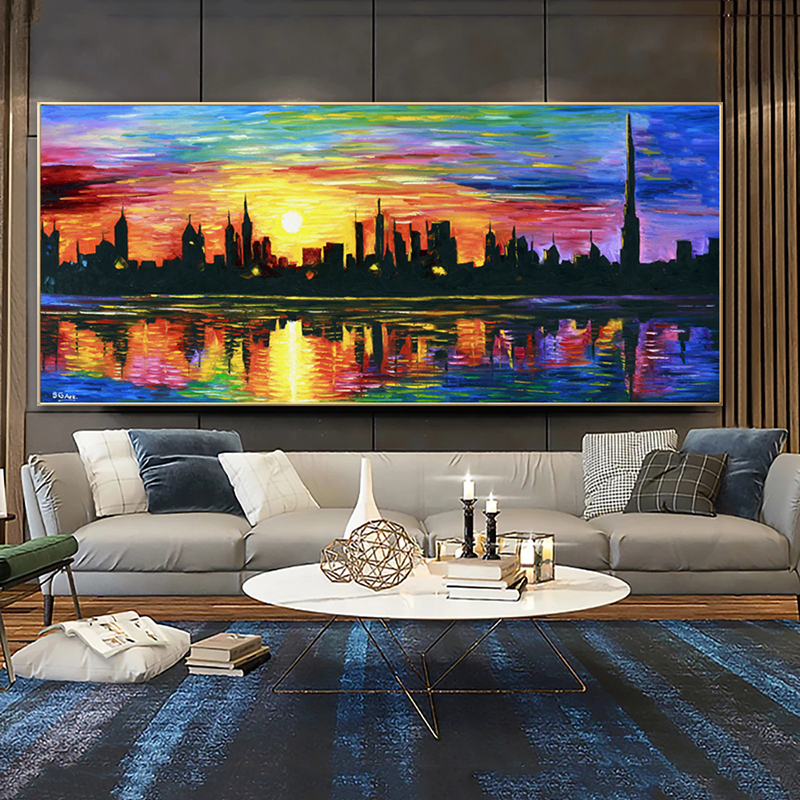 Knife Painting Colorful Oil Painting Printed On Canvas Abstract Wall Art For Living Room Modern Home Decor Landscape Pictures