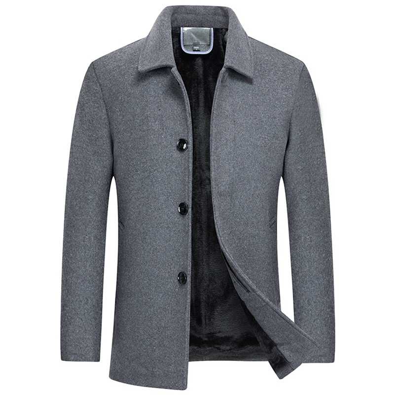 Winter 30% Wool Woolen Coat Men Winter Windbreaker Long Thick Wool Jackets abrigo hombre Man Stand Collar Single Breasted Coats 211122