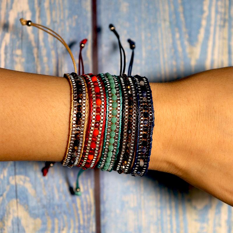 Tennis Bohemia 5 Colors Rope Bracelet Acrylic Braclet Handmade Woven String Braslet Men Women Adjustable Brazalet Summer Jewelry Gift