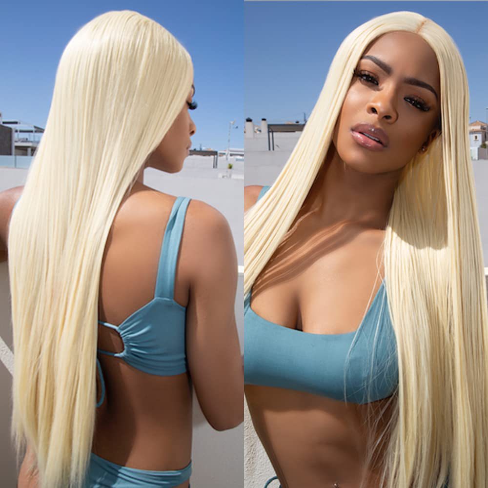 613 Blonde Synthetic Lace Front Frontal Wig Simulation Human Hair Lacefront Wigs 14~26 Inches RXG9171