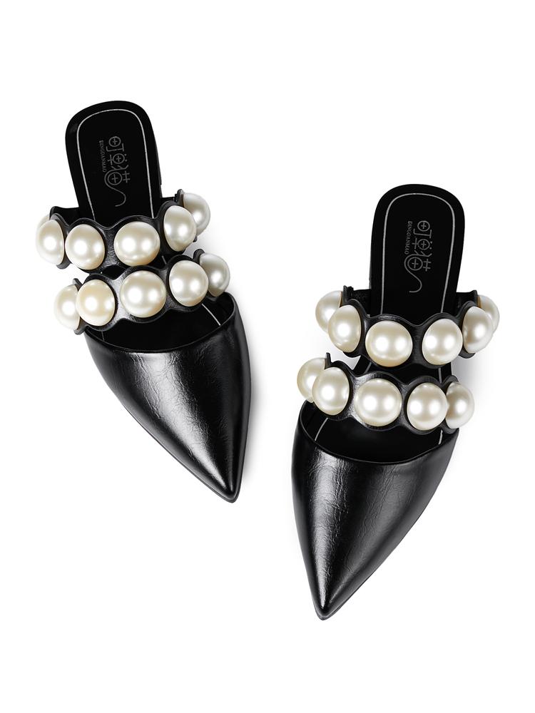 Big Pearl Slippers Women Pointed Toe Double Band Rivets Mules Shoes Woman Summer Slides Flip Flops, Black
Big Pearl Slippers Women Pointed Toe Double Band Rivets Mules Shoes Woman Summer Slides Flip Flops, Black