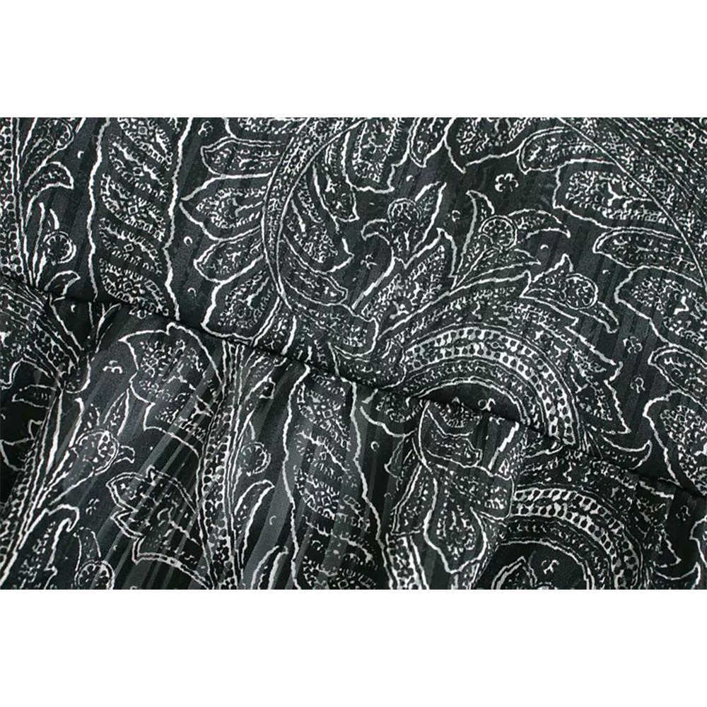 Women Dress Printed Crossover V-neck Long Cuffed Sleeves Wrap-style Belt Long Dress vestidos femme robe 210709