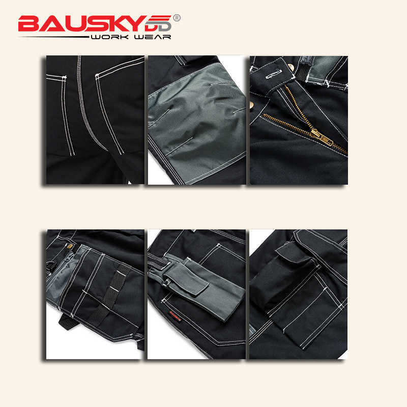 Bauskydd Working Clothes Men's Black Workwear Pants Multi Pockets Working Uniforms Pockets For Tools 210810