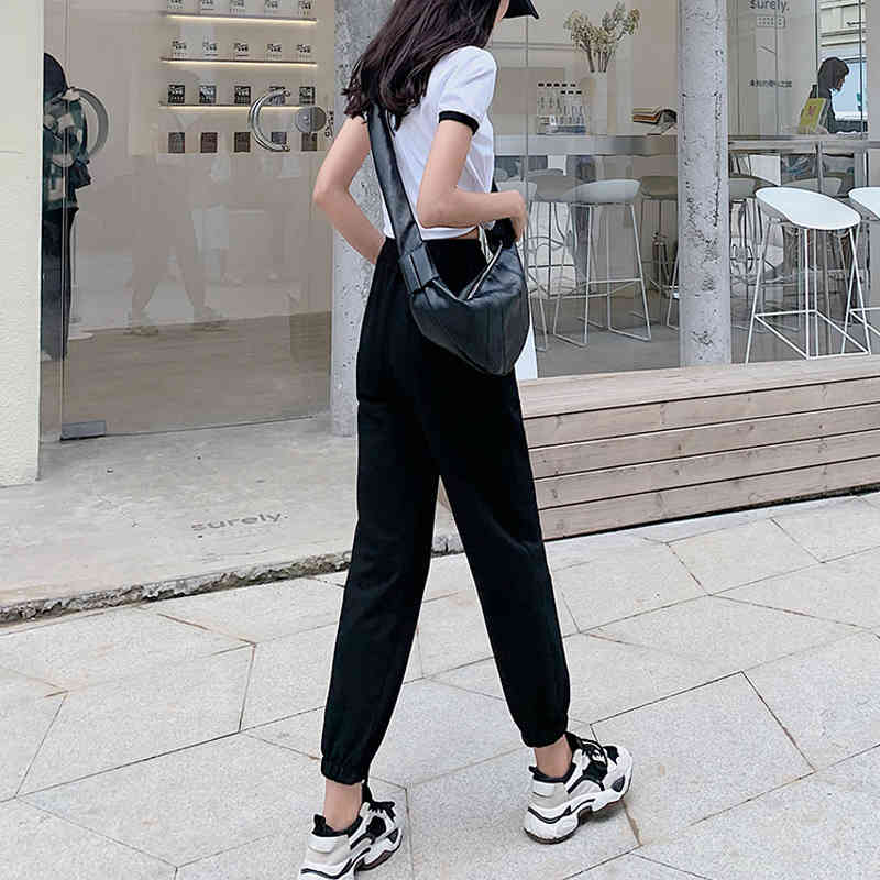 Women High Waist Harem Pants Cotton Sweatpants Loose Solid Casual Sport Fashion Bottoms Trousers 11065 210506