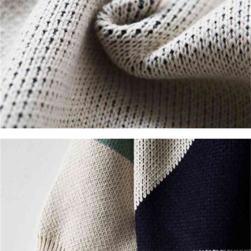 IEFB men's autumn winter thickened color block crew neck kint sweater Korean fashion loose oversized kintwear male 9Y4755 210524