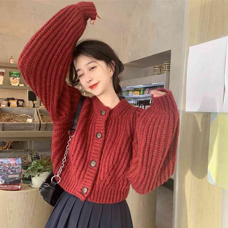 WERUERUYU Cardigan women loose Korean version of the puff sleeve sweater women thick line short autumn and winter 210608, Photo color
WERUERUYU Cardigan women loose Korean version of the puff sleeve sweater women thick line short autumn and winter 210608, Photo color