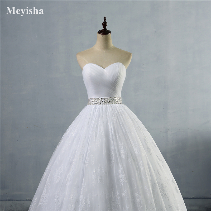 ZJ9023 2021 White/Ivory Pleat Beading Crystal Ball Wedding Dress Bride Gowns Stock US Size 2-26