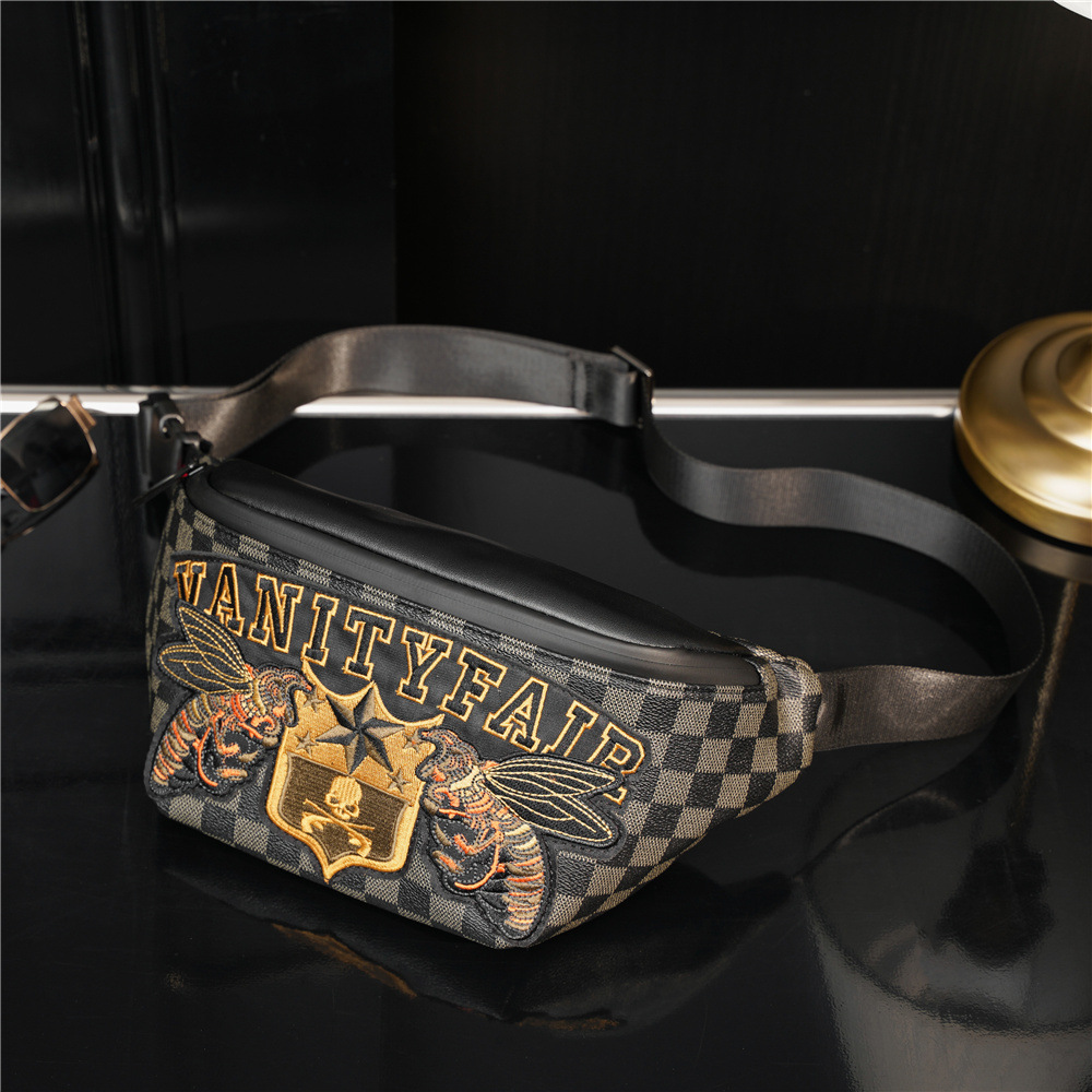 Women Waist Bag High-end Leather Men's Belt Bags Travel Handy Fanny Pack Male Tide Skull Rivet Waist Packs handbags