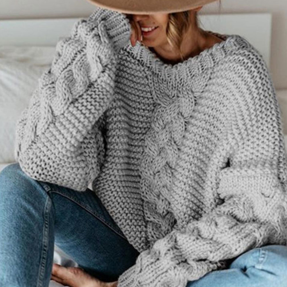 Casual Long Sleeve Twist Knitted Sweater Vintage Loose Pullovers Europe Oversized Jumpers Women Autumn Winter Tops 210428