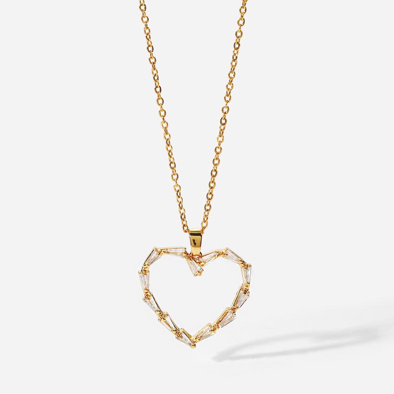 Pendant Necklaces Waterproof Gold Plated Hollow Heart Choker Jewelry Stainless Steel Triangular Zircon Love Necklace For Women
Pendant Necklaces Waterproof Gold Plated Hollow Heart Choker Jewelry Stainless Steel Triangular Zircon Love Necklace For Women