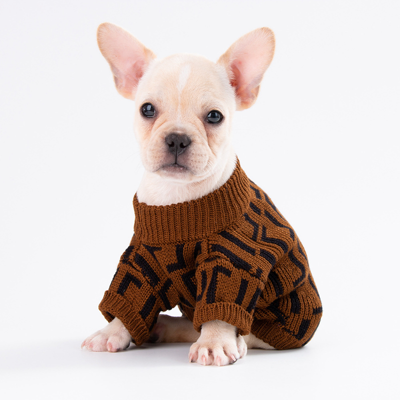 Designer Dogs Clothes Cat Vest Small Sweater Dog Apparel Luxurys Pet Supply Clothing Shirt For Puppy Cotton Knit Cardigan Brown Size:XS-XXL A161