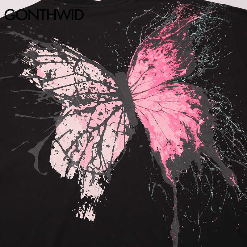GONTHWID Graffiti Ink Streetwear Tshirts Hip Hop Fashion Casual Short Sleeve Tees Shirts Men Summer Tops 210629