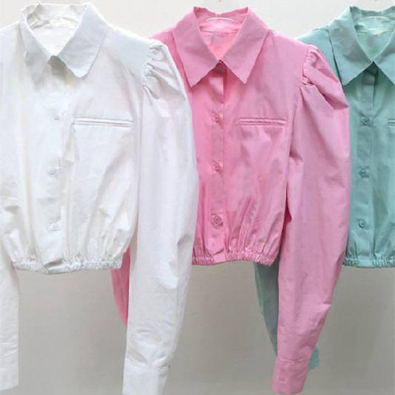 Nomikuma Puff Long Sleeve Shirt Women Korean Short Tops Causal Turn-down Collar Spring New Blusas Mujer De Moda 6G002 210427
