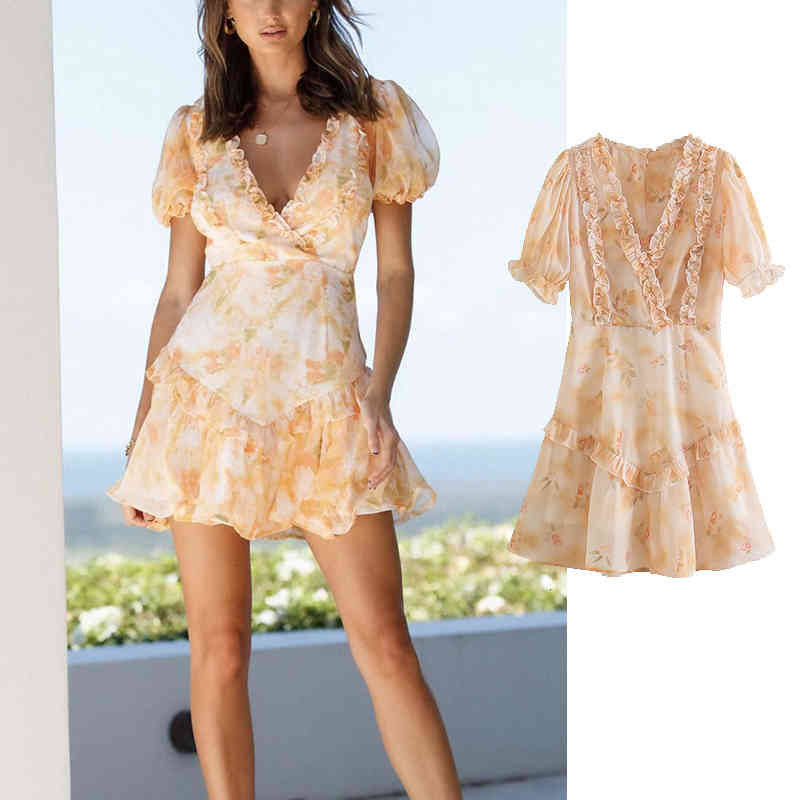 Casual Dresses 2021 ladies fashion summer French floral print lotus leaf dress suspenders slim waist sexy mini banquet GBTN, Beige
Casual Dresses 2021 ladies fashion summer French floral print lotus leaf dress suspenders slim waist sexy mini banquet GBTN, Beige