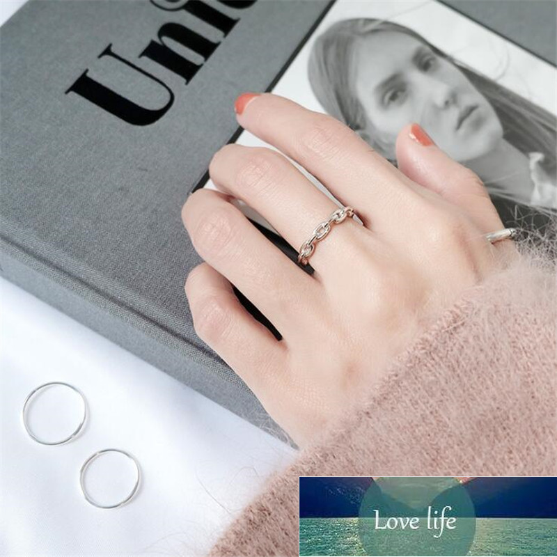 New Fashion Simple Personality Chain Shaped 925 Sterling Silver Not Allergic Hollow Fine Chain Adjustable Opening Rings R173 Factory price expert desi