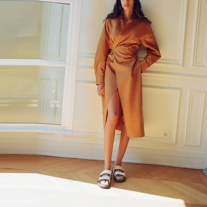 Women Autumn Long Sleeve Design Dress Stand Collar Slim Office OL Female Solid Color Mid Calf Midi XZ2564 210525, Orange
Women Autumn Long Sleeve Design Dress Stand Collar Slim Office OL Female Solid Color Mid Calf Midi XZ2564 210525, Orange