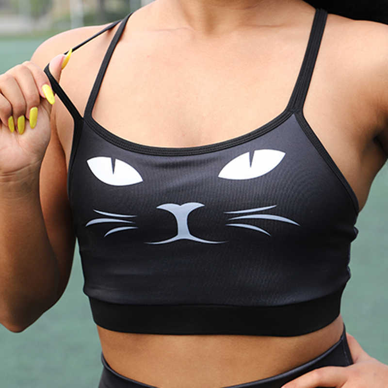 Cartoon Cat Printed Black Sports Bra Push Up Padded brassiere femme sport crop tops Gym top feminino fitness For Running Yoga
Cartoon Cat Printed Black Sports Bra Push Up Padded brassiere femme sport crop tops Gym top feminino fitness For Running Yoga