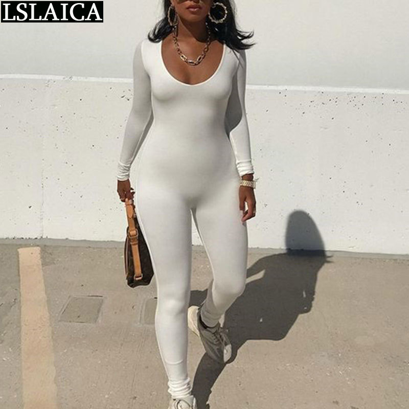 Fashion Workout Bodysuit Backless Jumpsuits for Women Long Sleeve Knitted Fitness Skinny Body Suits Romper 210515