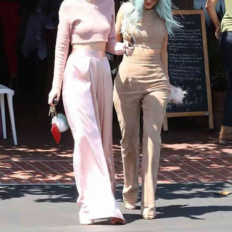 Fashion Pink Wide Leg Pants Women Casual High Waist Pleated Trousers Female Solid Color Elegant Loose Summer 210515