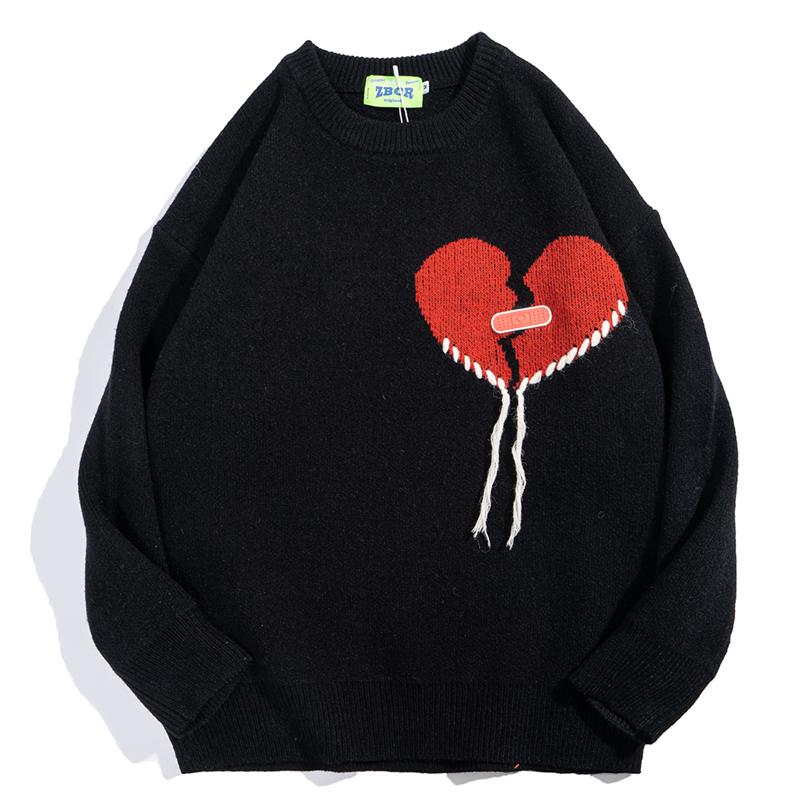 Men's Sweaters Harajuku Knitted Sweater Men Broken Heart Bandage Print Pullover Japanese Casual O-neck Oversized Top Streetwear Unisex, White;black
Men's Sweaters Harajuku Knitted Sweater Men Broken Heart Bandage Print Pullover Japanese Casual O-neck Oversized Top Streetwear Unisex, White;black