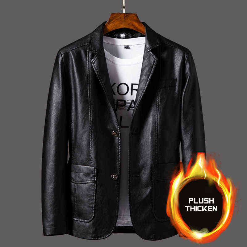 Autumn Mens Leather Jackets Classic Mens Motor Outwear Coats PU Pocket Jackets Motor & Biker Faux Leather Fashion Jacke 6XL 211106