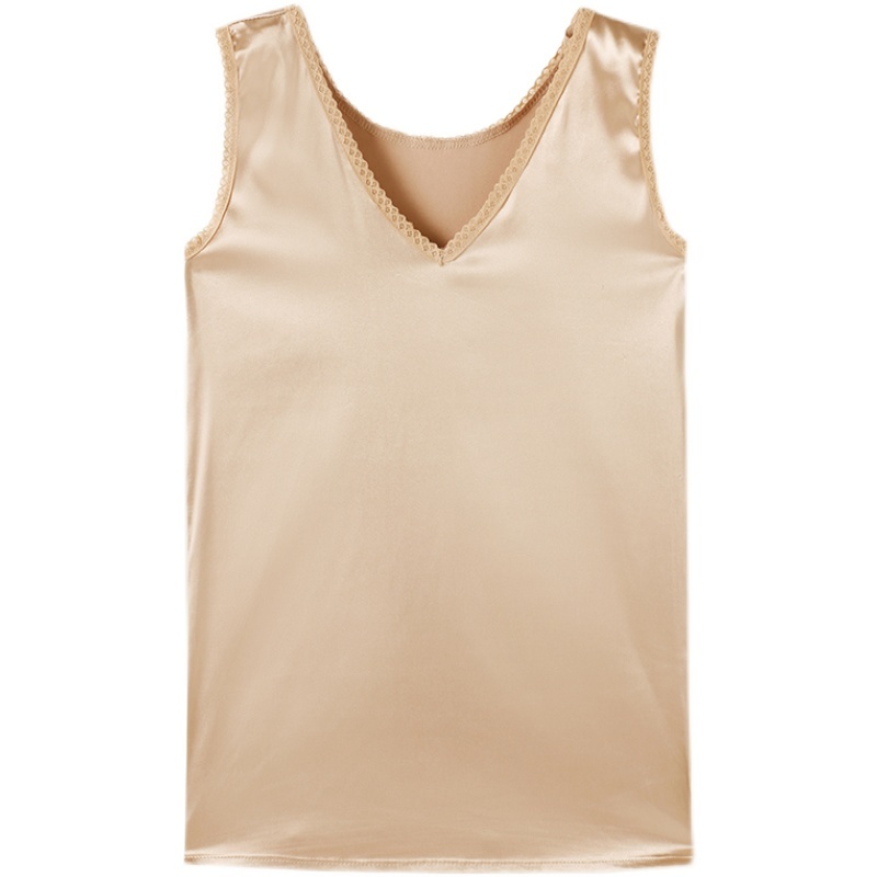 Silk Camis Women Tank Top Sexy Vest Summer Sleeveless Solid V-neck Tops Office Lady Satin Clothes Blusas 13376 210506